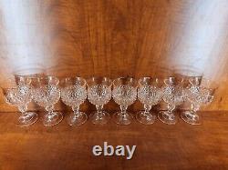 Set of 8 Vintage Pink Indiana Glass Diamond Point Wine Glasses 5.5x3