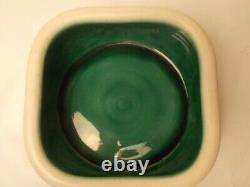 Sevres Rare Turquoise Glazed Square Heavy Porcelain Bowl Mid Century France