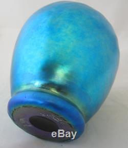 Signed Carder Steuben Blue Aurene Art Glass Swirl Vase 6.5 #6031