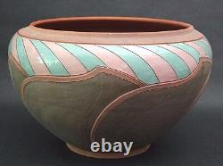 Signed Don Cornett Polychrome Incised 16 Ceramic Pot 70's