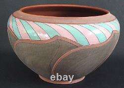 Signed Don Cornett Polychrome Incised 16 Ceramic Pot 70's