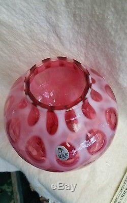 Signed Fenton Cranberry Coin Dot Vase. #1395 of 1750 Made. Mint