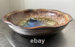 Signed Handcrafted Bill Campbell Art Pottery Crystalline Glaze Serving Bowl