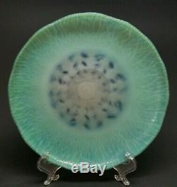 Signed LCT Louis Comfort Tiffany FAVRILE Iridescent Aqua Pastel Fern Plate 8