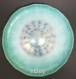 Signed LCT Louis Comfort Tiffany FAVRILE Iridescent Aqua Pastel Fern Plate 8