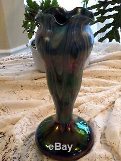 Signed Louis C. Tiffany Irridescent Scallop Vase