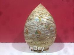 Signed Lustre Art Gold Iridescent Threaded Heart & Vine Art Glass Shade