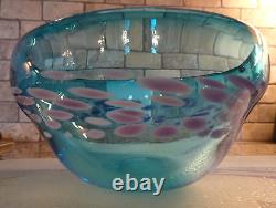 Signed RCG 1997 Dierk Van Keppel Rock Cottage Glassworks Spotted Glass Bowl