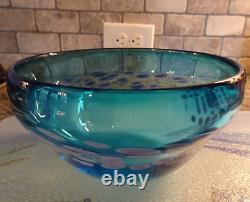 Signed RCG 1997 Dierk Van Keppel Rock Cottage Glassworks Spotted Glass Bowl