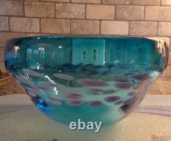Signed RCG 1997 Dierk Van Keppel Rock Cottage Glassworks Spotted Glass Bowl