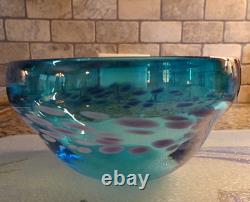 Signed RCG 1997 Dierk Van Keppel Rock Cottage Glassworks Spotted Glass Bowl