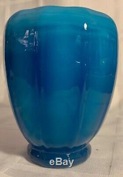 Signed Steuben And F. Carder Turquoise Jade Vase. Mint