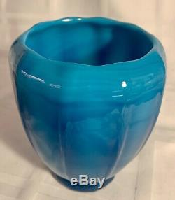 Signed Steuben And F. Carder Turquoise Jade Vase. Mint