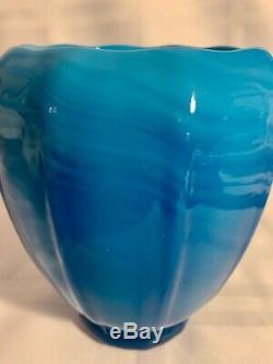 Signed Steuben And F. Carder Turquoise Jade Vase. Mint