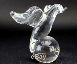 Signed Steuben Crystal American Eagle on Globe Studio Blown Art Glass Sculpture