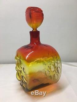 Signed Wayne Husted BLENKO Art Glass Amberina Decanter Bottle