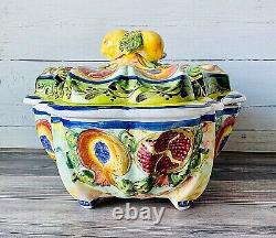 Skyros Portugal Mediterranean Papaya Pomegranate Fruit Hand Painted Tureen