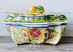 Skyros Portugal Mediterranean Papaya Pomegranate Fruit Hand Painted Tureen