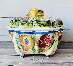 Skyros Portugal Mediterranean Papaya Pomegranate Fruit Hand Painted Tureen