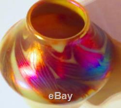 Small Signed Steuben Gold/Opal Aurene Decorated Vase