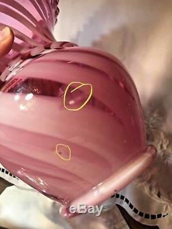 Spiral Optic Cranberry LEMONADE SET Swirl PITCHER 6 TUMBLERS Pink Fenton