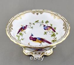 Spode China England Chelsea Bird Y8555 Raised Gilt Dots 20.5cm 8 Pedestal Bowl