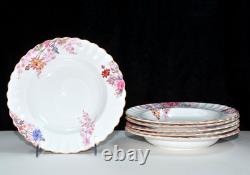 Spode Copeland Chelsea Garden 6 SOUP BOWLS 8 R9781 Floral Rimmed EXC