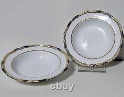Spode Copeland's China England STAFFORD Blue Leaf 9688 Rimmed Soup Bowl Set of 2