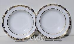Spode Copeland's China England STAFFORD Blue Leaf 9688 Rimmed Soup Bowl Set of 2