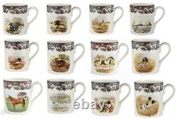 Spode woodland set of 12 x 16 oz mugs 12 unique designs Land/sea/air