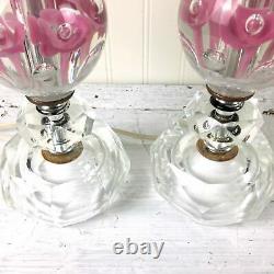 St. Clair paperweight boudoir lamp pair art glass trumpet flower lamp