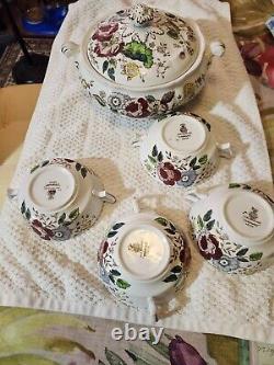 Stanway 6 Piece Beautiful Floral Serving Pot And 4 Bowls England