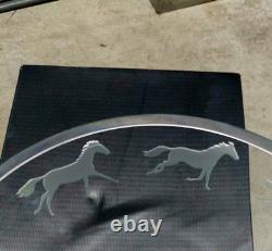 Stephen Schlanser Glass Bowl, Galloping Horses with Step Base, Signed, 1994
