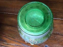 Steuben Acid Etched Cutback Green Jade Over Alabaster Art Glass Vase Roman