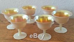 Steuben Art Glass Gold Aurene Pedestal Sherbet Bowl & Underplates 2680 (1 of 5)