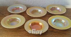 Steuben Art Glass Gold Aurene Pedestal Sherbet Bowl & Underplates 2680 (1 of 5)