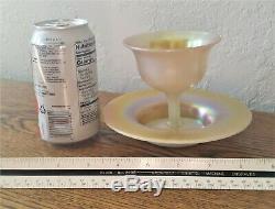 Steuben Art Glass Gold Aurene Pedestal Sherbet Bowl & Underplates 2680 (1 of 5)