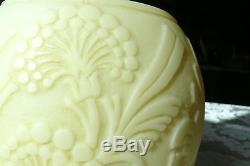 Steuben Art Glass Ivory Cameo Carved Glass Vase Jardiniere Raised Mark