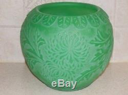 Steuben Art Glass Jade Green Cameo Floral Design Vase 7