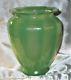 Steuben Art Glass Jade Green Vase with Optic Ribs Carder Era. Acid mark STEUBEN