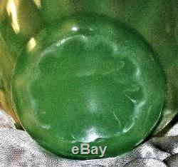 Steuben Art Glass Jade Green Vase with Optic Ribs Carder Era. Acid mark STEUBEN