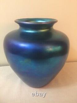 Steuben Art Glass Large Vase Blue Aurene