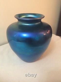 Steuben Art Glass Large Vase Blue Aurene