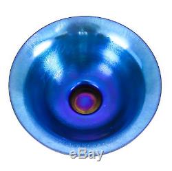 Steuben Aurene Art Glass Footed Bowl, Blue Iridescent, c1910 Marked'Aurene