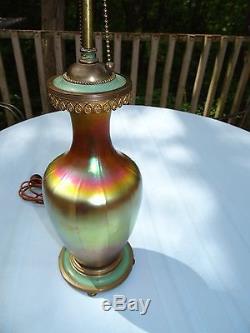 Steuben Aurene Art Glass Table Vase Lamp Antique Nouveau