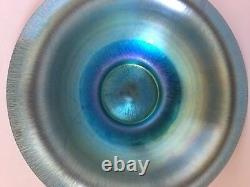 Steuben Blue Aurene Center Art Glass Dish Bowl