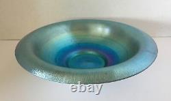 Steuben Blue Aurene Center Art Glass Dish Bowl