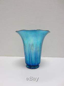 Steuben Blue Aurene Shade Vase #913