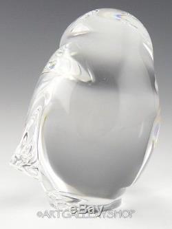 Steuben Crystal Art Glass Figurine 4 PESSIMIST OWL BIRD Rare with Box Booklet