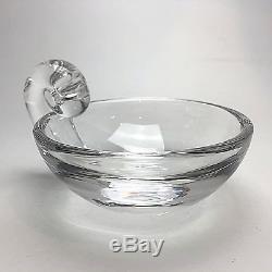 Steuben Crystal Art Glass Olive Dish Snail Bowl Candy Bowl Clear 5 1/4 Signed